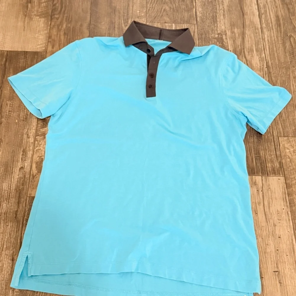 🍋Lululemon Polo Mens Evolution Blue Short Sleeve Shirt Athletic Stretch, Large, - Picture 11 of 11